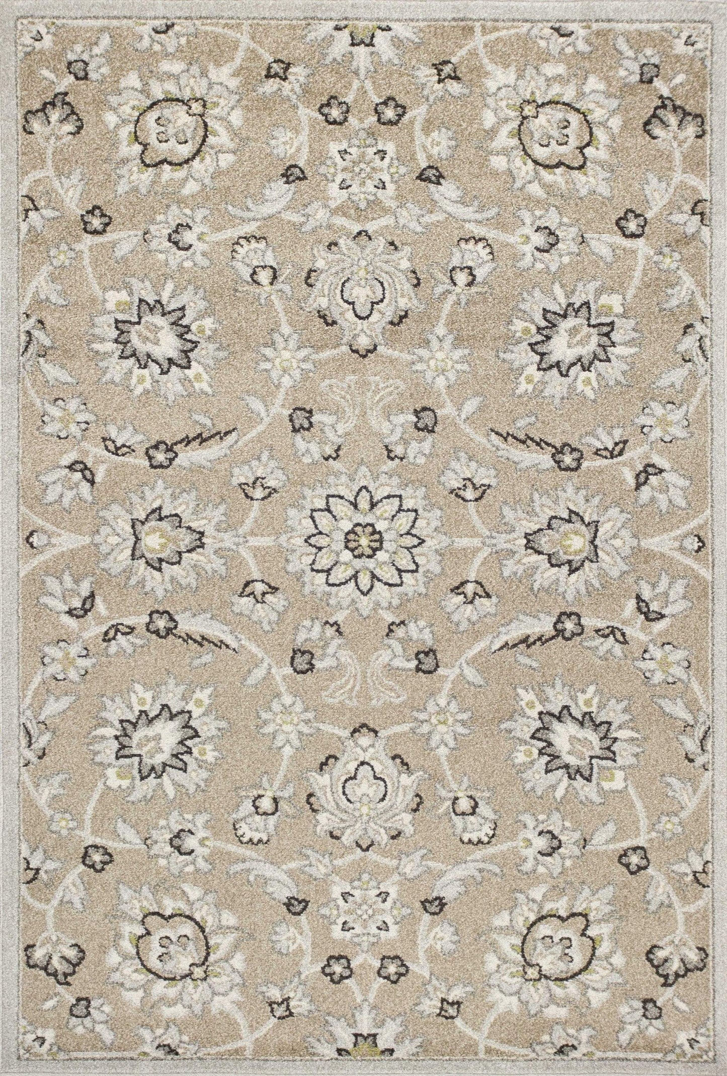 5' X 8' Gray and Ivory Floral Indoor Outdoor Area Rug - Homeroots - Flyclothing LLC