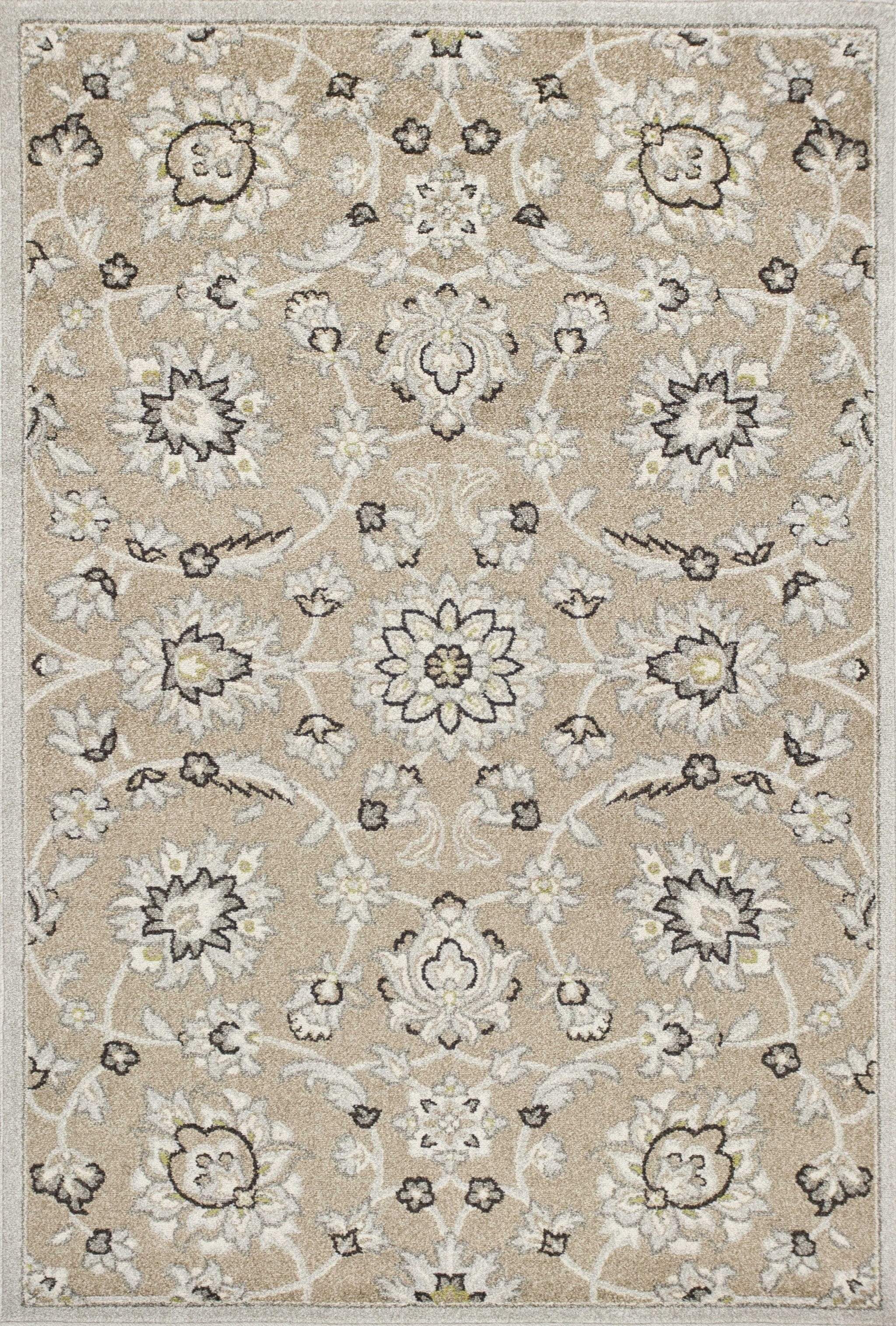 5' X 8' Gray and Ivory Floral Indoor Outdoor Area Rug - Homeroots - Flyclothing LLC