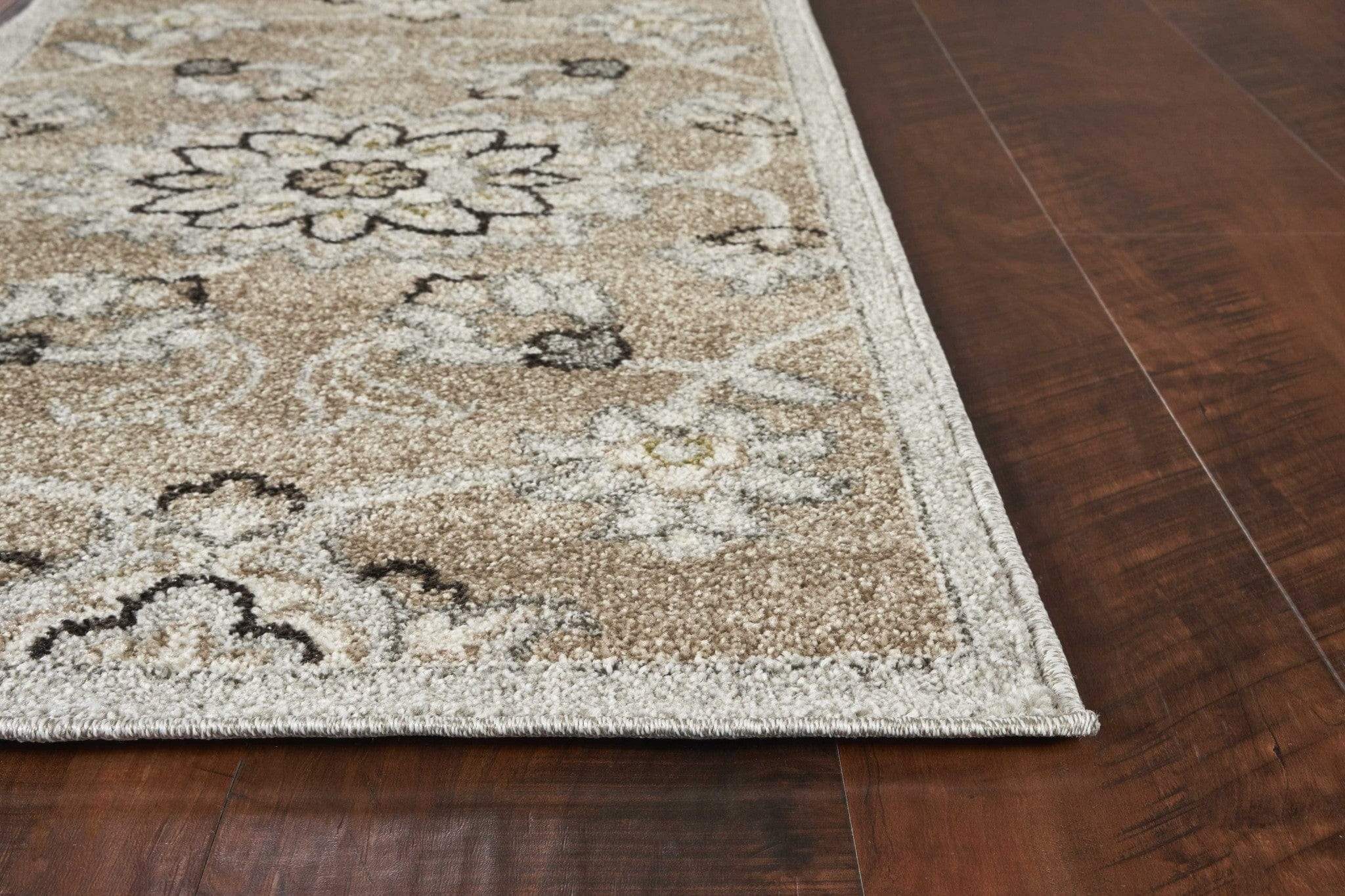 5' X 8' Gray and Ivory Floral Indoor Outdoor Area Rug - Homeroots - Flyclothing LLC