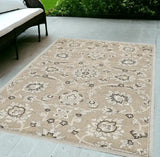 5' X 8' Gray and Ivory Floral Indoor Outdoor Area Rug - Homeroots - Flyclothing LLC