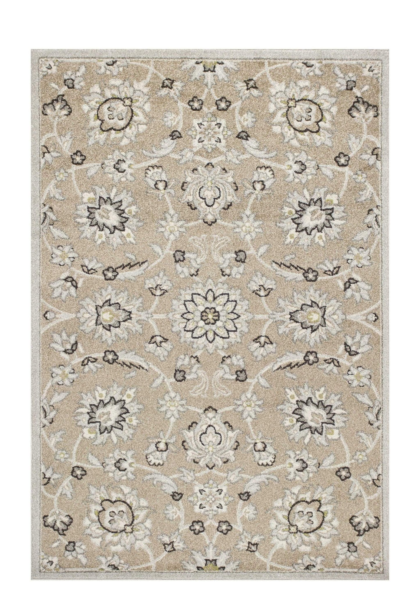 5' X 8' Gray and Ivory Floral Indoor Outdoor Area Rug - Homeroots - Flyclothing LLC