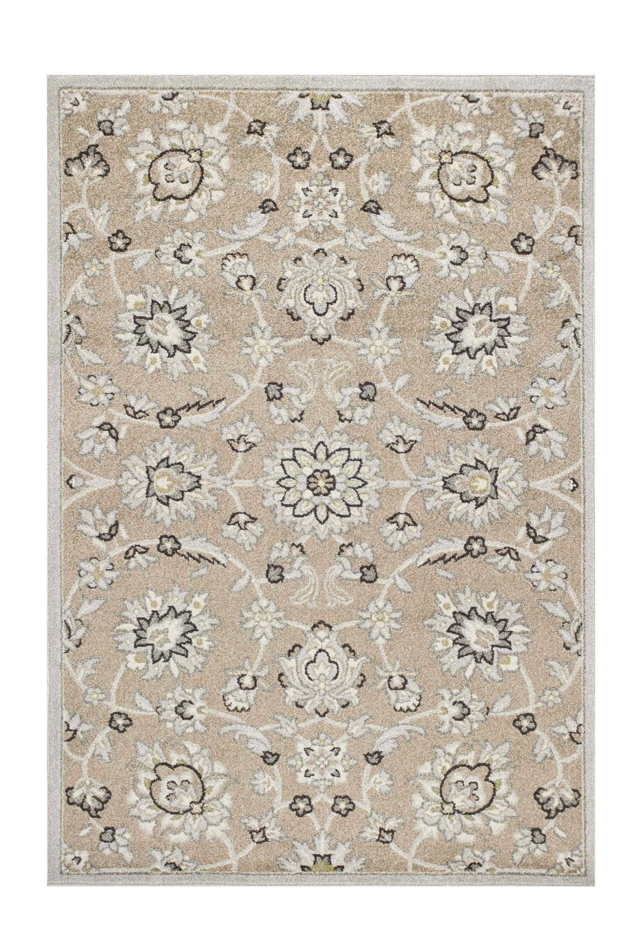 5' X 8' Gray and Ivory Floral Indoor Outdoor Area Rug - Homeroots - Flyclothing LLC