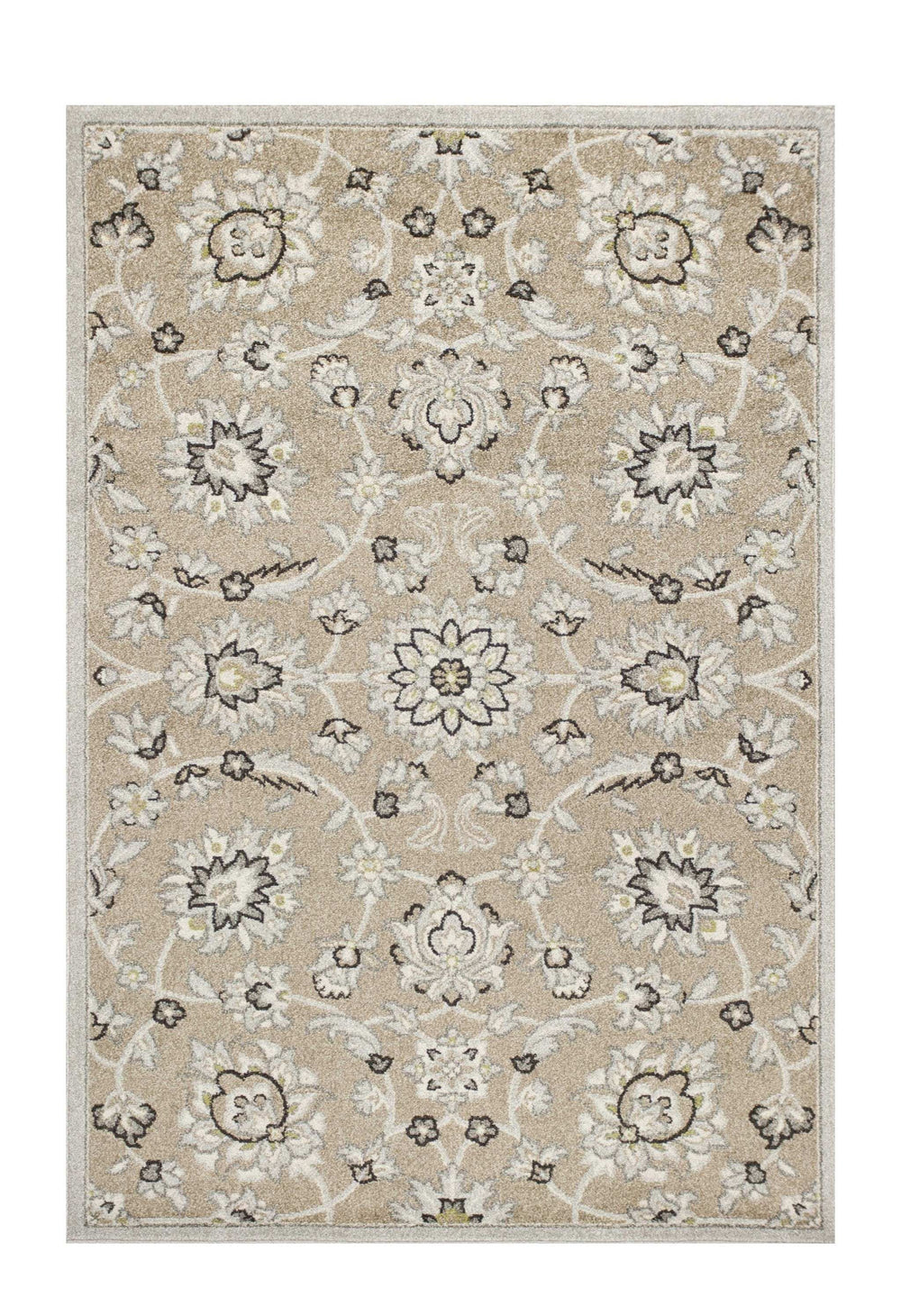 5' X 8' Gray and Ivory Floral Indoor Outdoor Area Rug - Homeroots - Flyclothing LLC