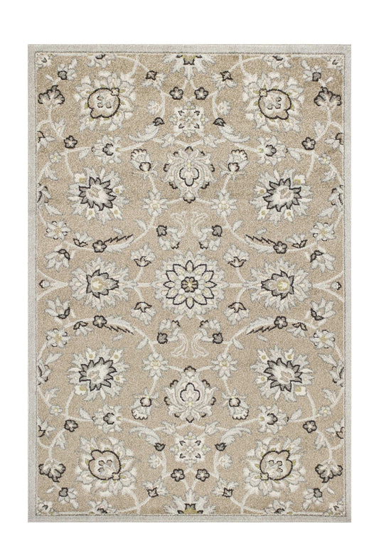 5' X 8' Gray and Ivory Floral Indoor Outdoor Area Rug - Homeroots - Flyclothing LLC