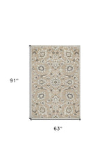 5' X 8' Gray and Ivory Floral Indoor Outdoor Area Rug - Homeroots - Flyclothing LLC