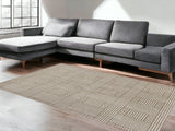 5' X 8' Beige and Ivory Geometric Indoor Outdoor Area Rug - Homeroots