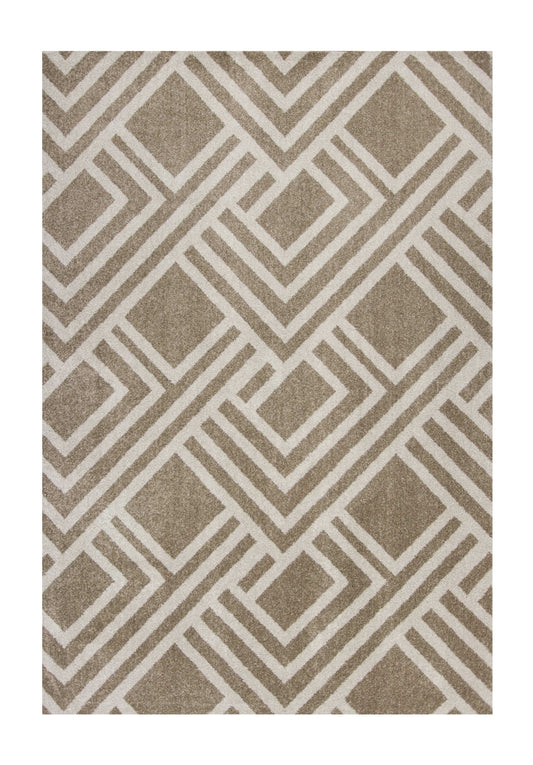 5' X 8' Beige Geometric Indoor Outdoor Area Rug - Homeroots
