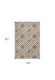 5' X 8' Beige Geometric Indoor Outdoor Area Rug - Homeroots