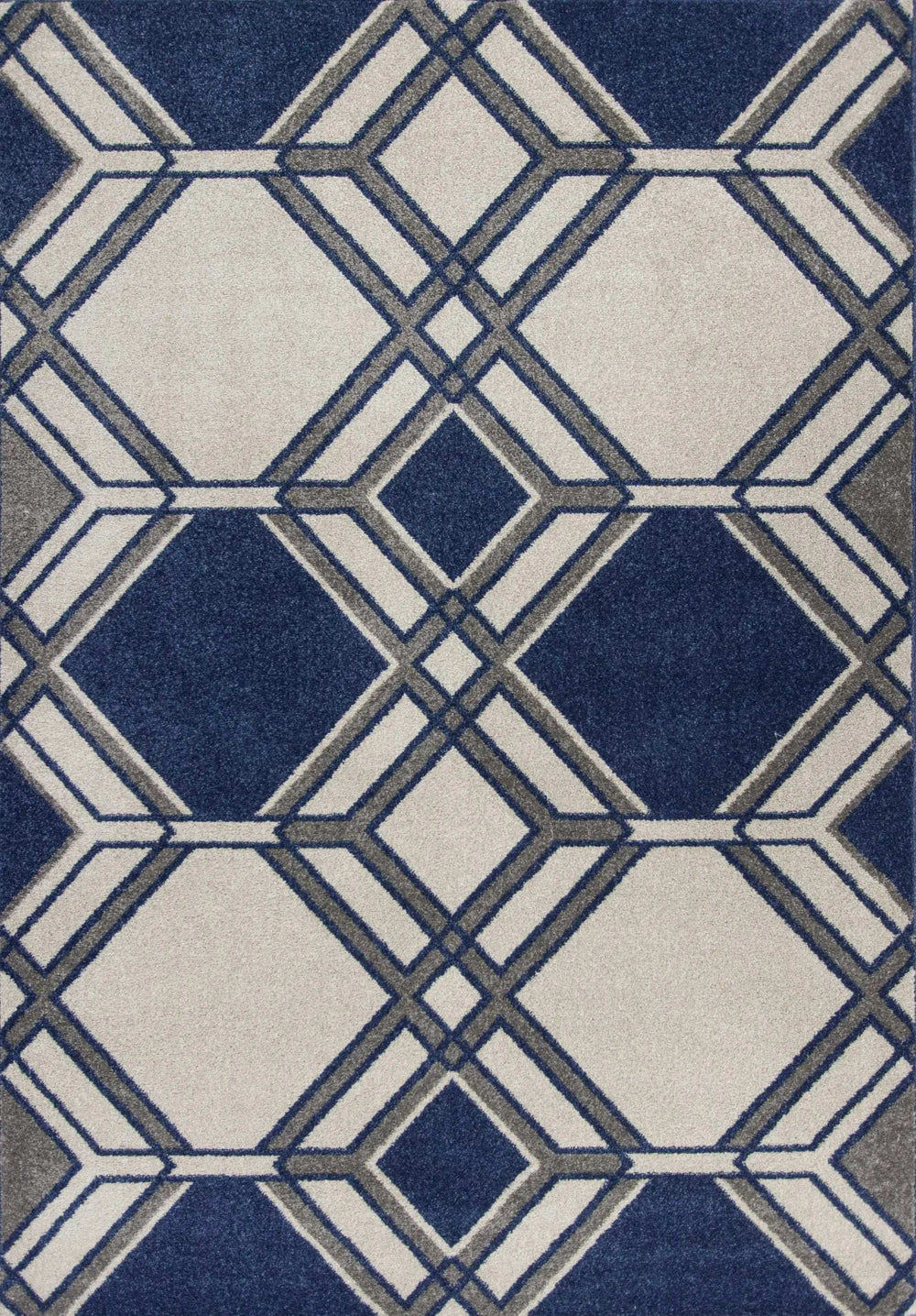 5' X 8' Ivory Or Denim Geometric Diamond Uv Treated Area Rug - Homeroots - Flyclothing LLC