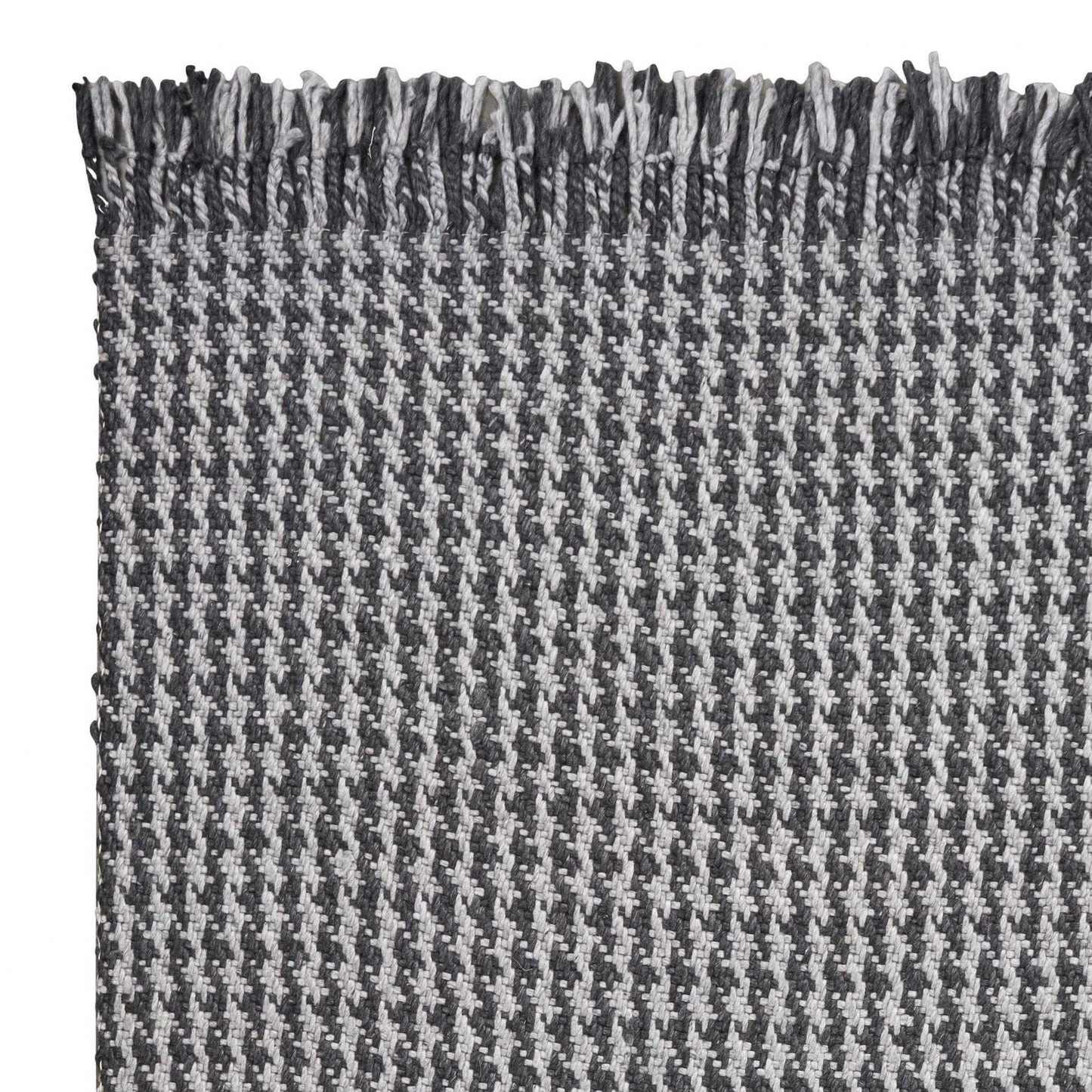 3' X 5' Gray Wool Houndstooth Hand Woven Area Rug - Homeroots - Flyclothing LLC