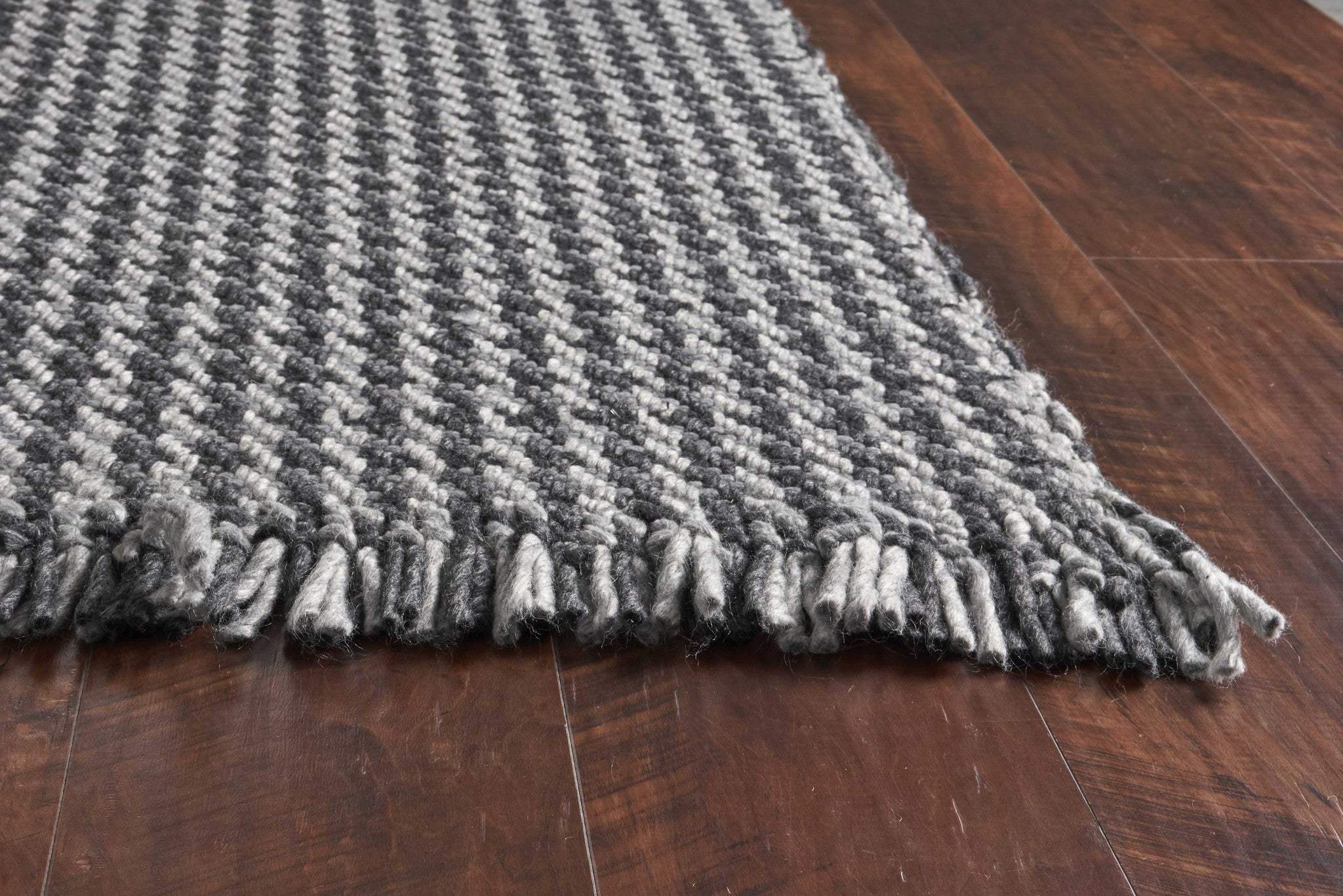 3' X 5' Gray Wool Houndstooth Hand Woven Area Rug - Homeroots - Flyclothing LLC