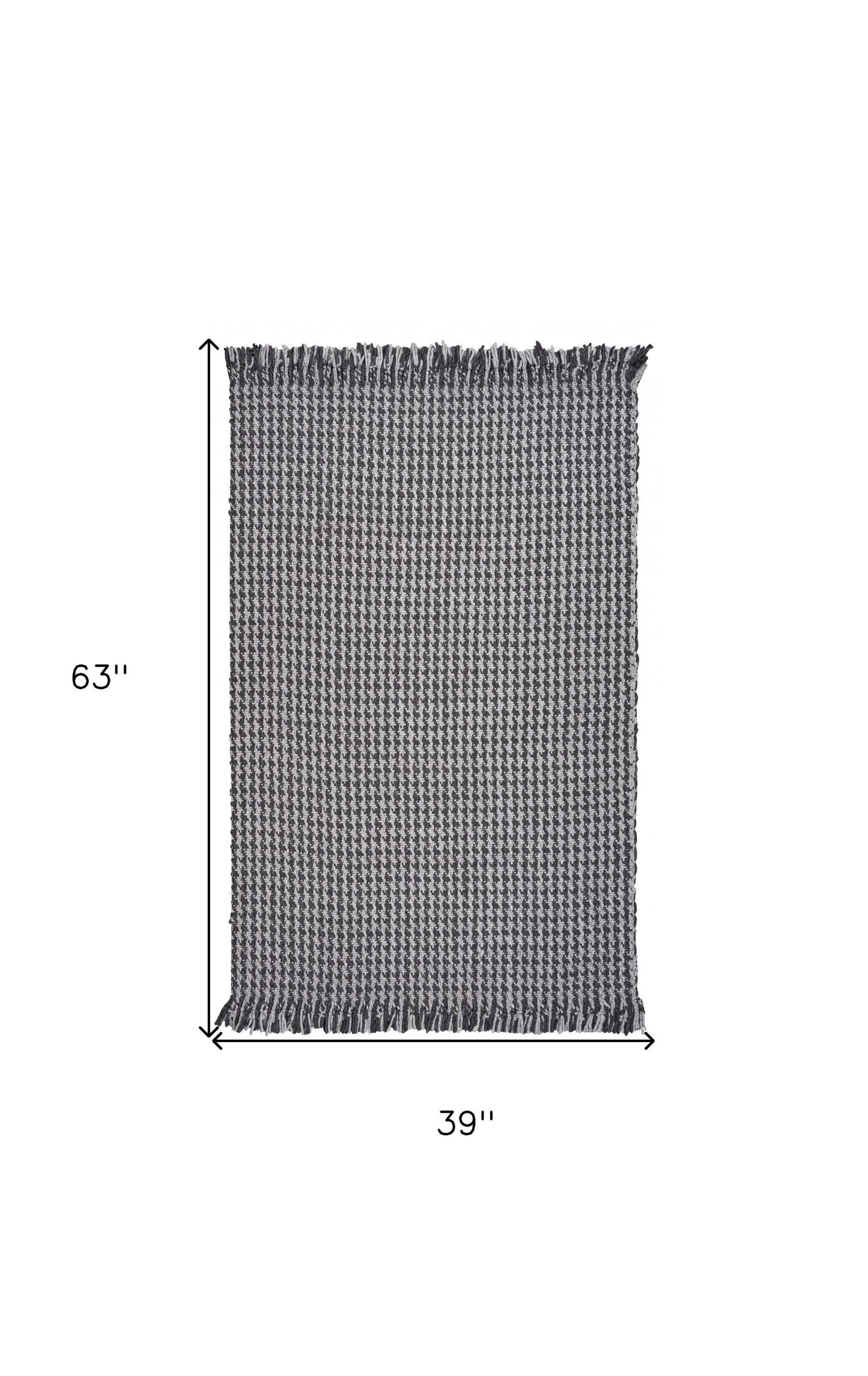 3' X 5' Gray Wool Houndstooth Hand Woven Area Rug - Homeroots - Flyclothing LLC