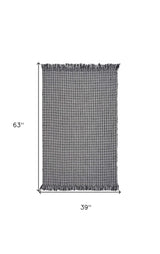 3' X 5' Gray Wool Houndstooth Hand Woven Area Rug - Homeroots - Flyclothing LLC