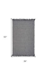 3' X 5' Gray Wool Houndstooth Hand Woven Area Rug