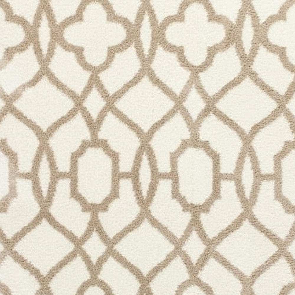 3' X 5' Ivory Beige Trellis Machine Woven Microfiber Indoor Area Rug - Homeroots - Flyclothing LLC