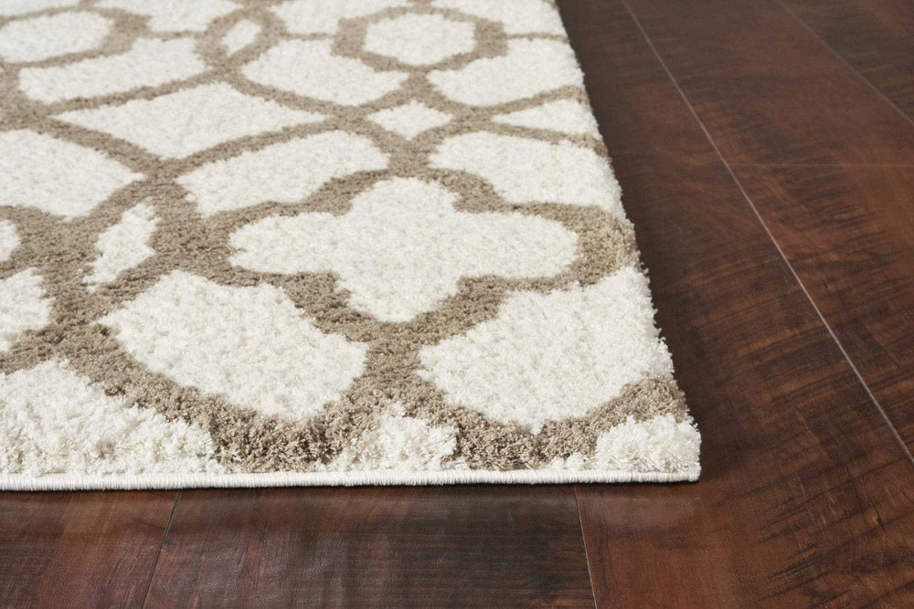 3' X 5' Ivory Beige Trellis Machine Woven Microfiber Indoor Area Rug - Homeroots - Flyclothing LLC