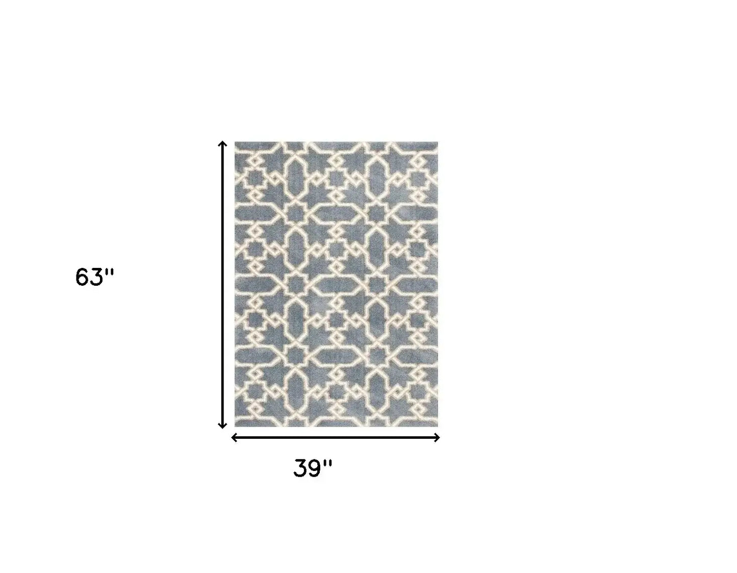 3' X 5' Slate Blue Geometric Machine Woven Microfiber Indoor Area Rug - Homeroots - Flyclothing LLC