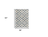 3' X 5' Slate Blue Geometric Machine Woven Microfiber Indoor Area Rug - Homeroots - Flyclothing LLC