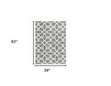 3' X 5' Slate Blue Geometric Machine Woven Microfiber Indoor Area Rug - Homeroots - Flyclothing LLC
