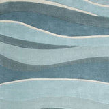 8' Ocean Blue Teal Hand Tufted Abstract Waves Indoor Runner Rug - Homeroots
