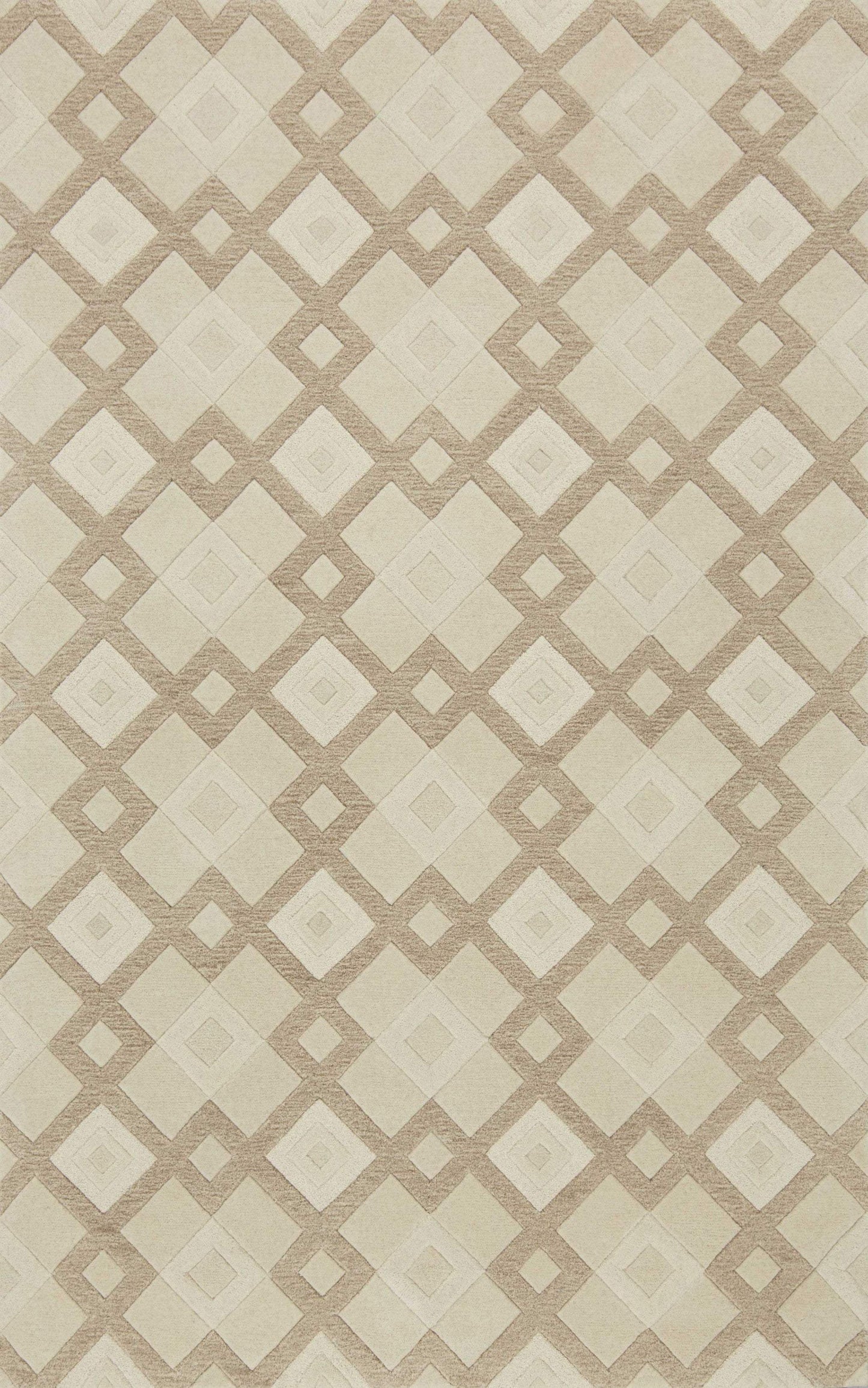 2' X 7' Ivory Diamond Tiles Wool Runner Rug - Homeroots - Flyclothing LLC