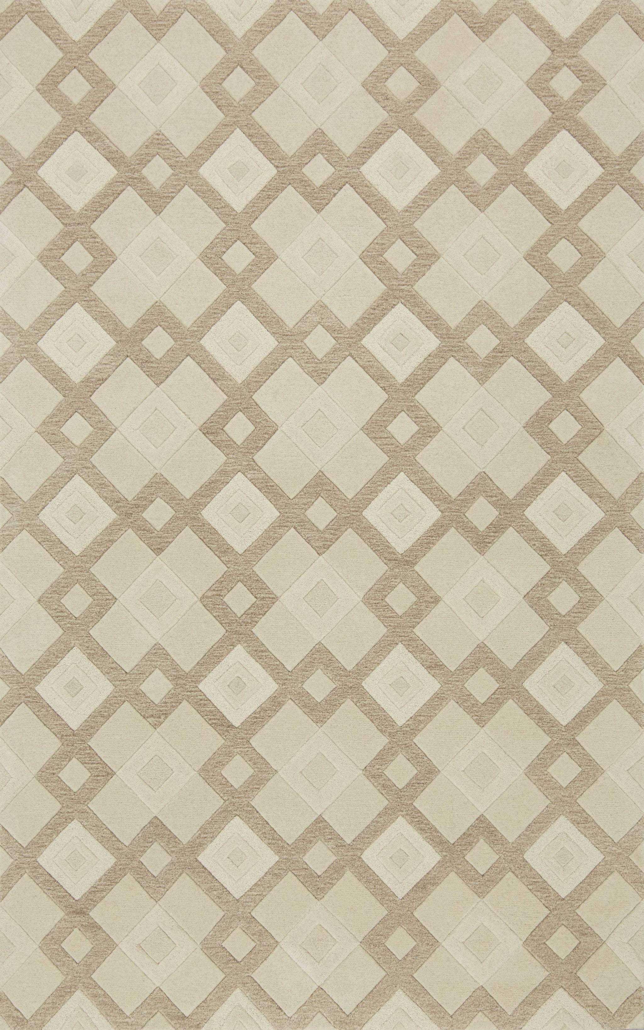 2' X 7' Ivory Diamond Tiles Wool Runner Rug - Homeroots - Flyclothing LLC