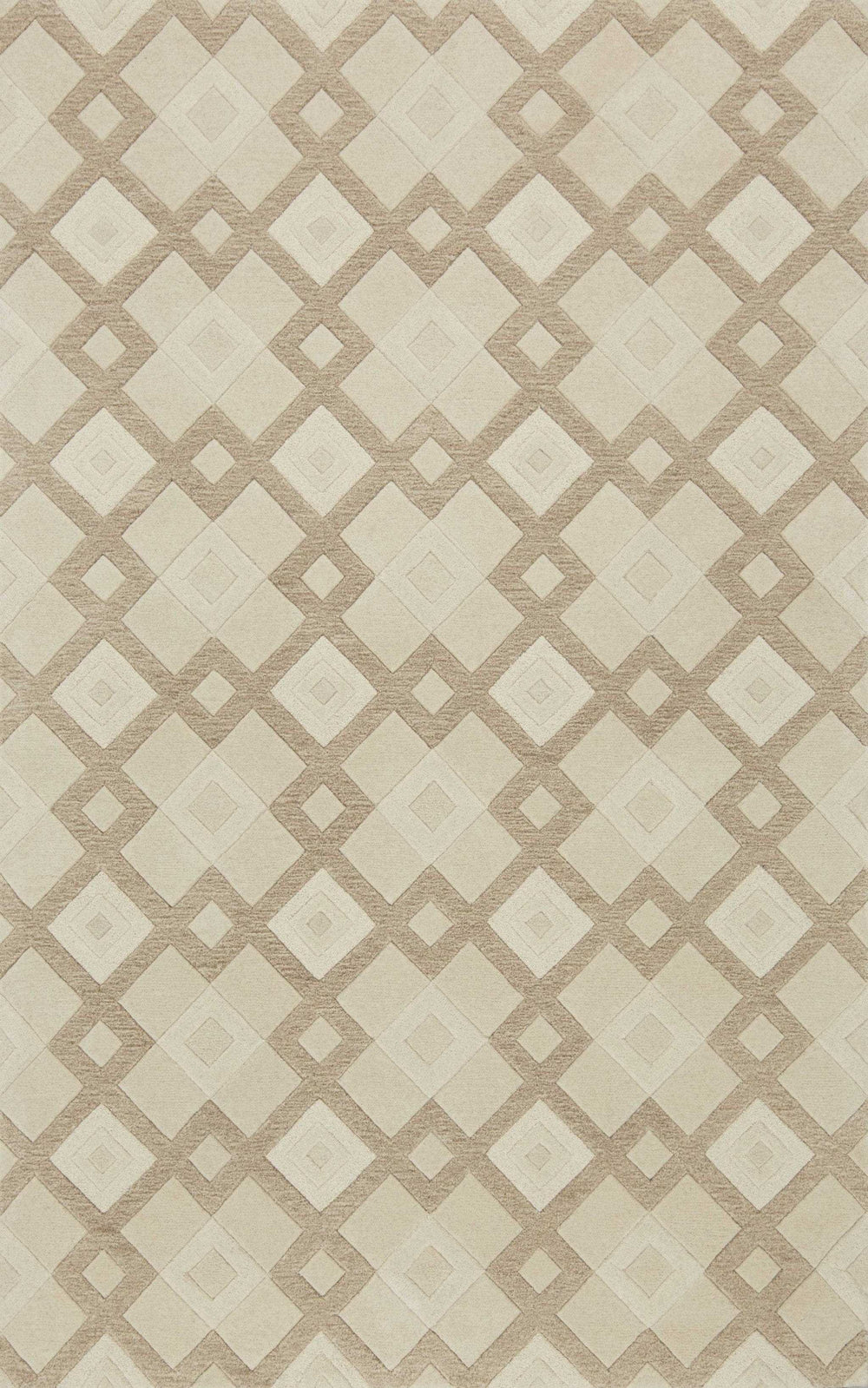 2' X 7' Ivory Diamond Tiles Wool Runner Rug - Homeroots - Flyclothing LLC