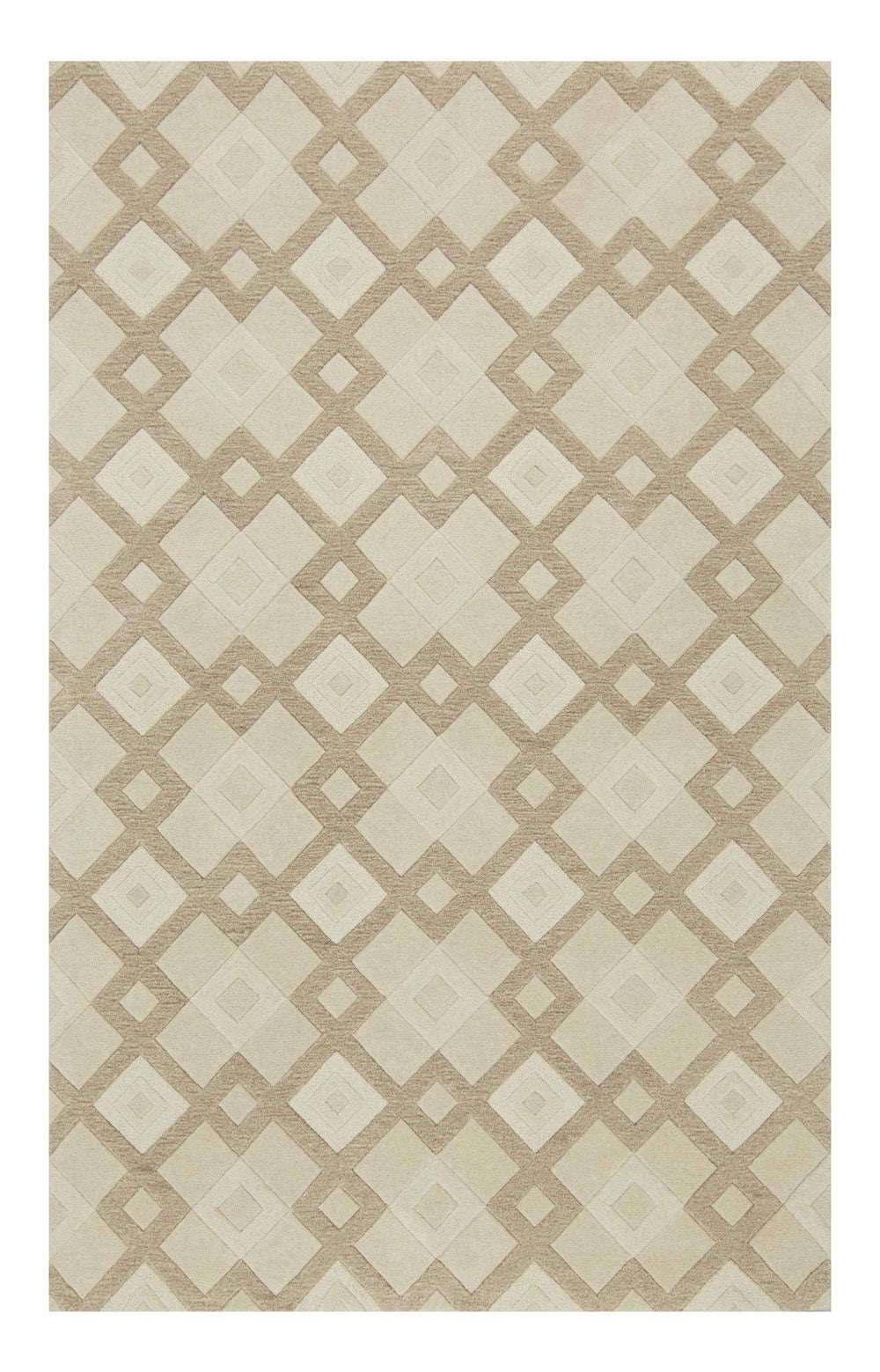 2' X 7' Ivory Diamond Tiles Wool Runner Rug - Homeroots - Flyclothing LLC