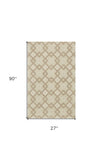 2' X 7' Ivory Diamond Tiles Wool Runner Rug - Homeroots