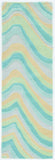 8' Ocean Blue Beige Hand Tufted Abstract Waves Indoor Runner Rug - Homeroots