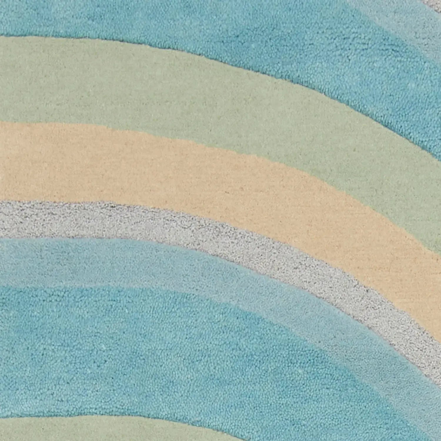 8' Ocean Blue Beige Hand Tufted Abstract Waves Indoor Runner Rug - Homeroots - Flyclothing LLC