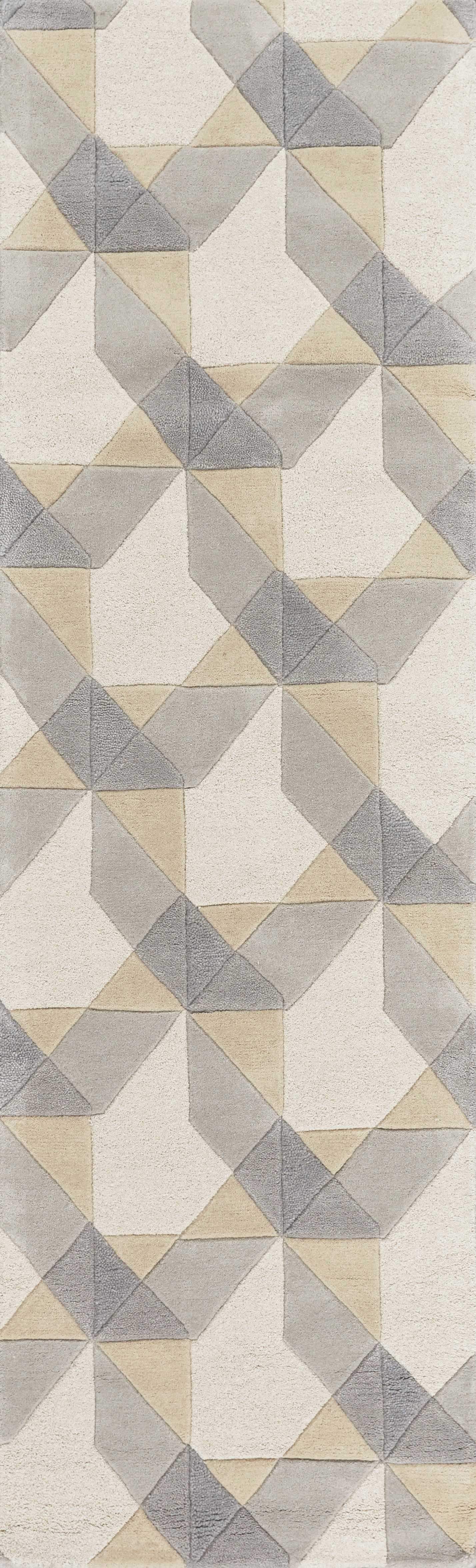 2' X 7' Ivory Or Grey Geometric Wool Runner Rug - Homeroots - Flyclothing LLC