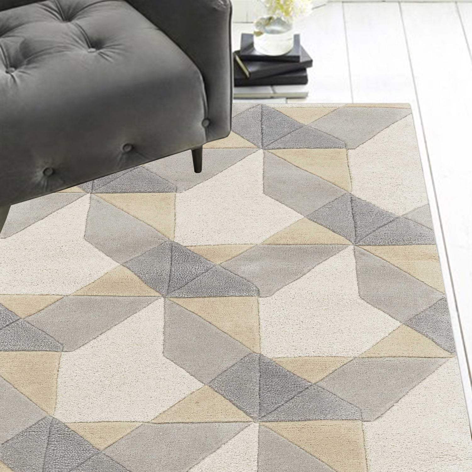 2' X 7' Ivory Or Grey Geometric Wool Runner Rug - Homeroots - Flyclothing LLC