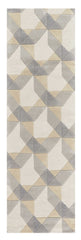 2' X 7' Ivory Or Grey Geometric Wool Runner Rug - Homeroots