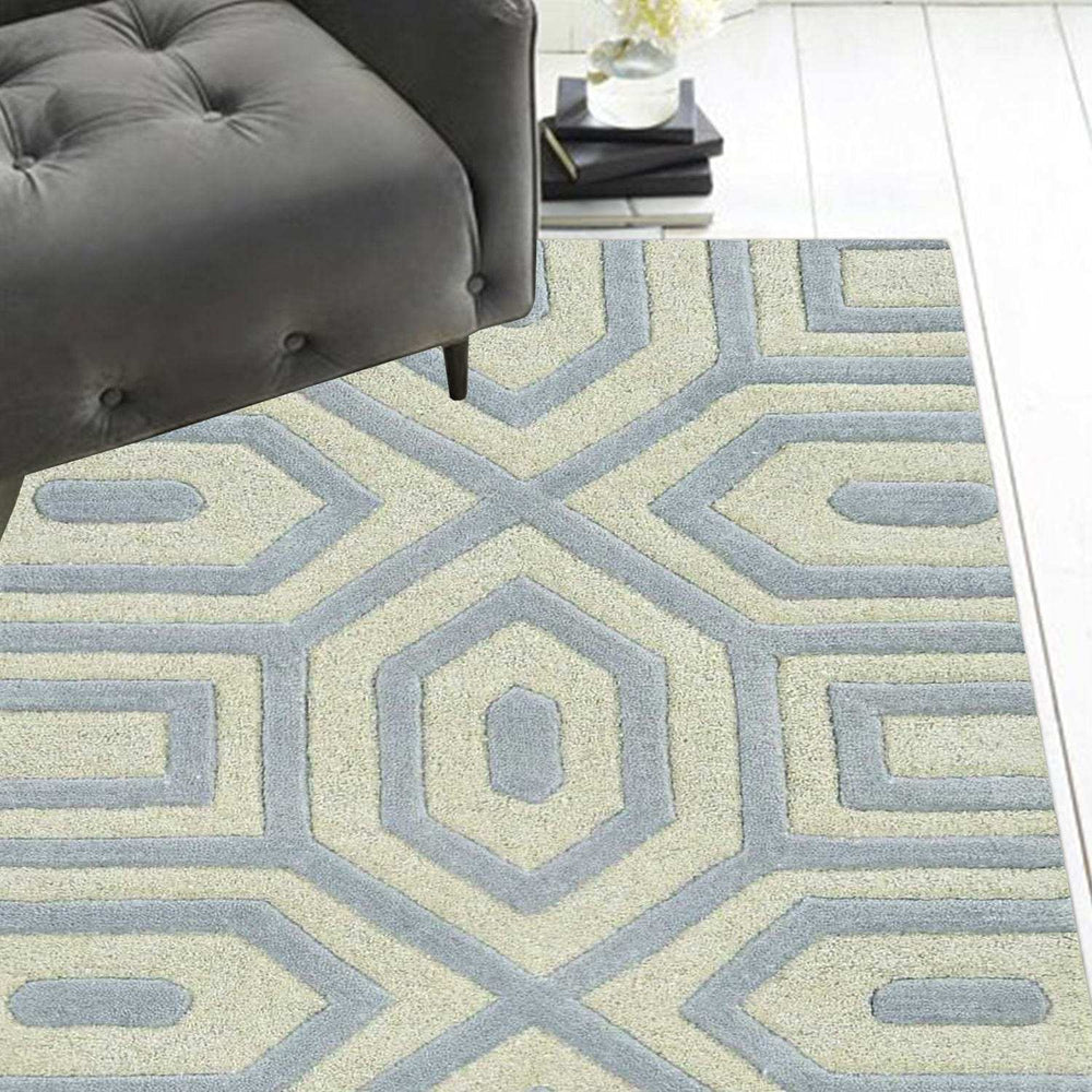 8' Grey Hand Tufted Geometric Indoor Runner Rug - Homeroots - Flyclothing LLC