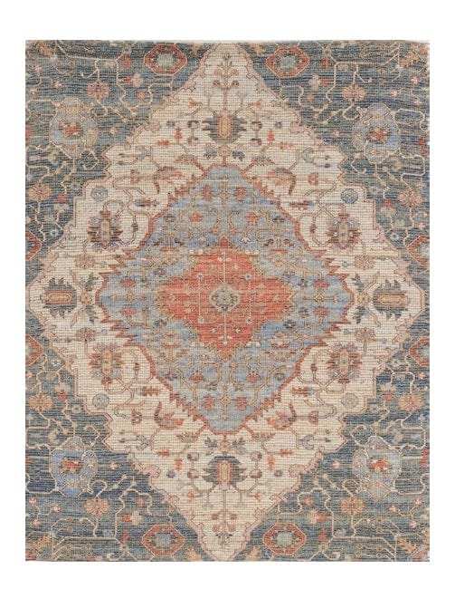8' X 10' Blue Red Hand Woven Diamond Medallion Indoor Area Rug - Homeroots - Flyclothing LLC