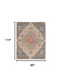 8' X 10' Blue Red Hand Woven Diamond Medallion Indoor Area Rug - Homeroots