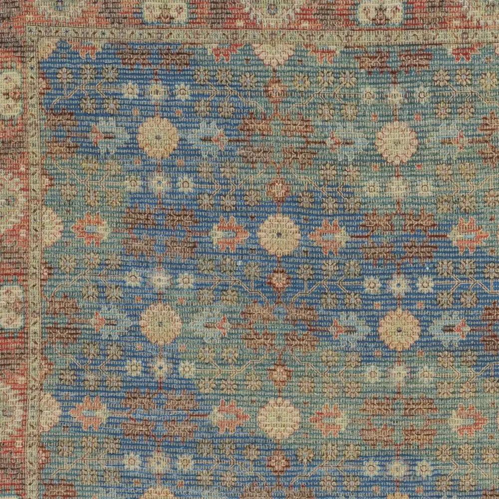 7' X 9' Blue and Red Floral Medallion Hand Woven Area Rug - Homeroots - Flyclothing LLC
