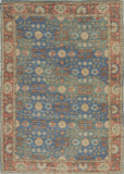 7' X 9' Blue and Red Floral Medallion Hand Woven Area Rug - Homeroots