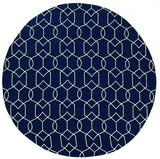 7' Round Navy Blue Round Moroccan Indoor Outdoor Area Rug - Homeroots - Flyclothing LLC