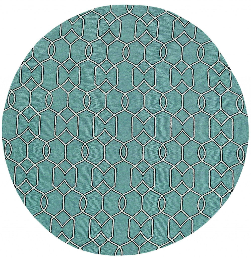 7' Round Green Round Moroccan Indoor Outdoor Area Rug - Homeroots - Flyclothing LLC