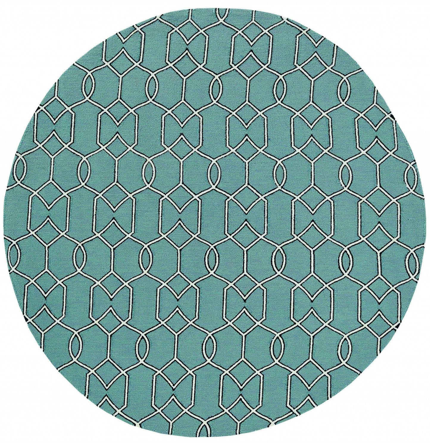 7' Round Green Round Moroccan Indoor Outdoor Area Rug - Homeroots - Flyclothing LLC