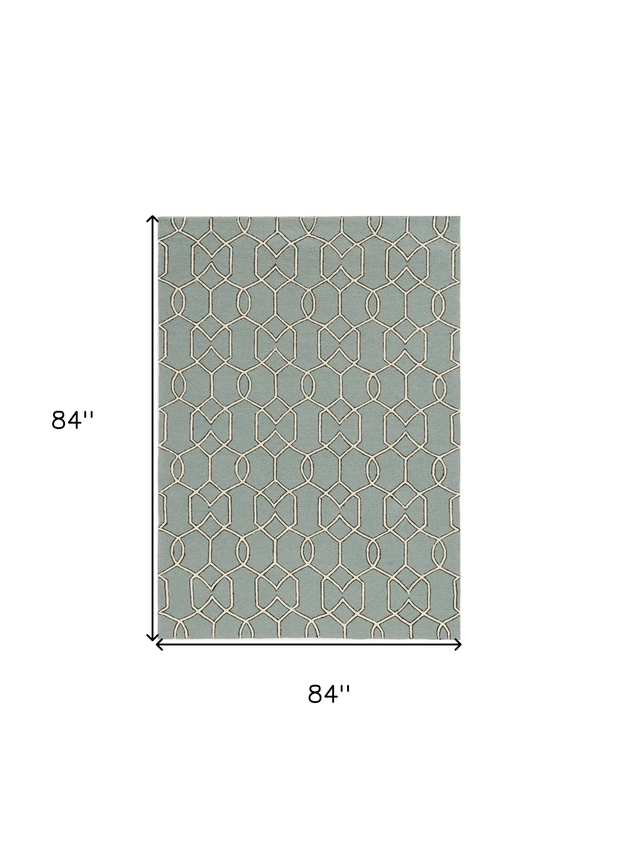 7' X 7' Green and Ivory Hand Hooked Area Rug - Homeroots - Flyclothing LLC