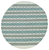 7' Round Ivory and Blue Round Abstract Indoor Outdoor Area Rug - Homeroots - Flyclothing LLC