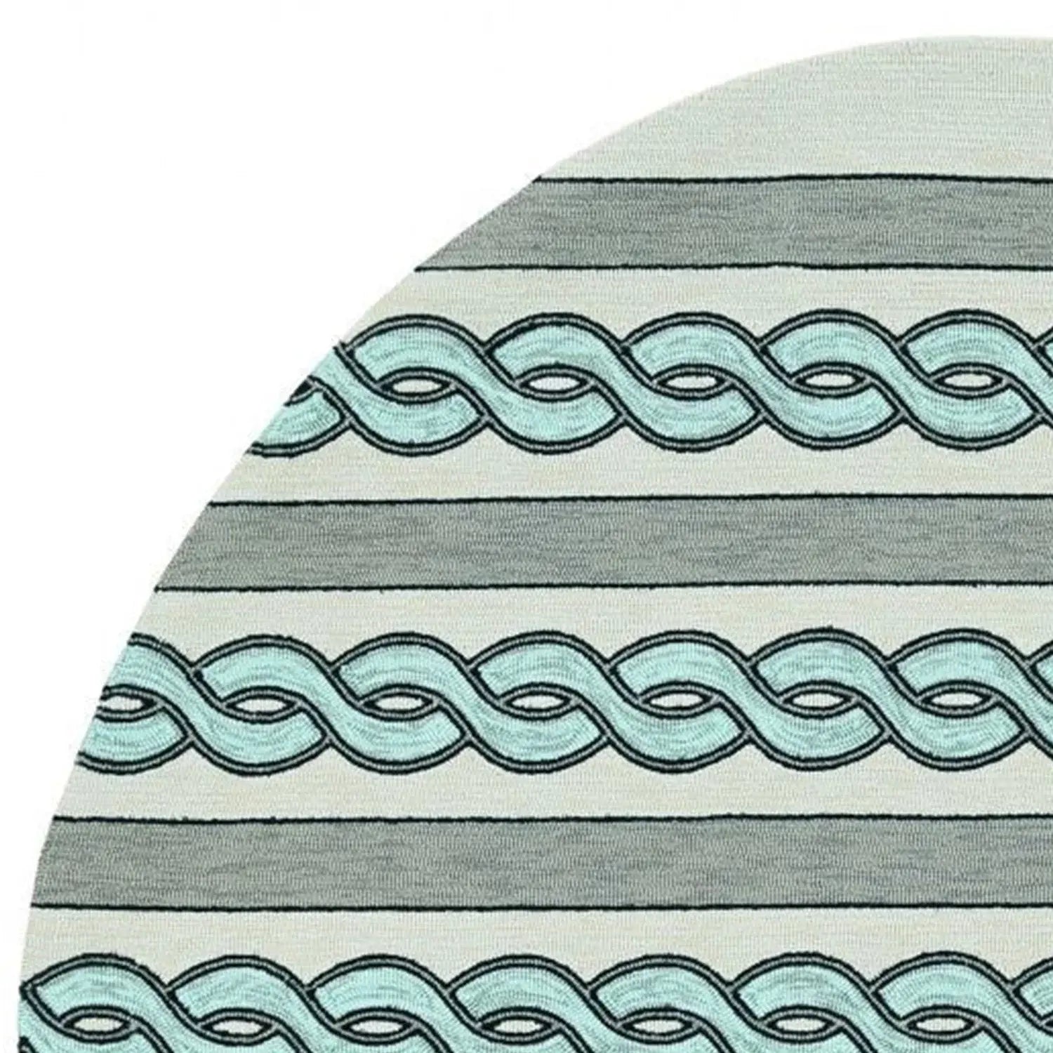 7' Round Ivory and Blue Round Abstract Indoor Outdoor Area Rug - Homeroots - Flyclothing LLC