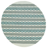 7' Round Ivory and Blue Round Abstract Indoor Outdoor Area Rug - Homeroots