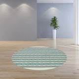 7' Round Ivory and Blue Round Abstract Indoor Outdoor Area Rug - Homeroots - Flyclothing LLC