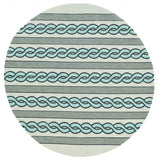 7' Round Ivory and Blue Round Abstract Indoor Outdoor Area Rug - Homeroots - Flyclothing LLC
