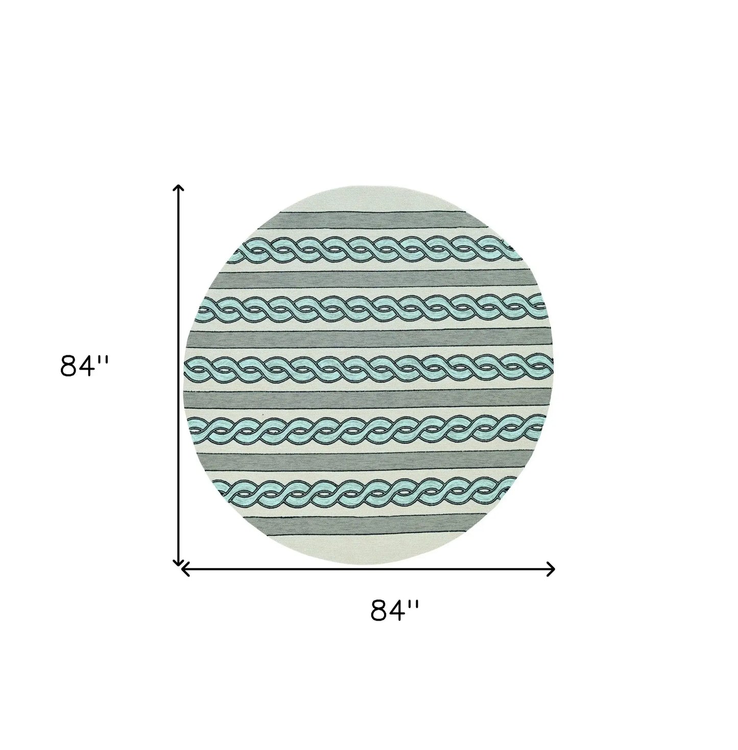7' Round Ivory and Blue Round Abstract Indoor Outdoor Area Rug - Homeroots - Flyclothing LLC