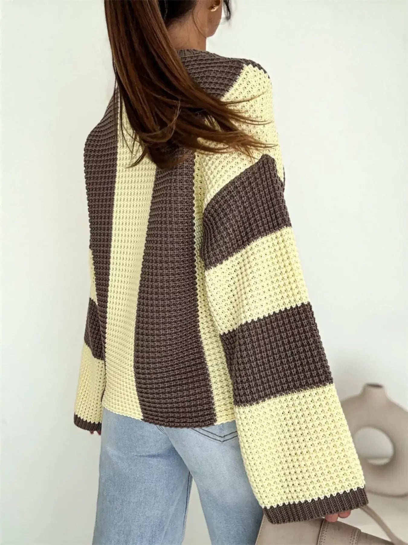 Color Block Long Sleeve Sweater - Trendsi - Flyclothing LLC